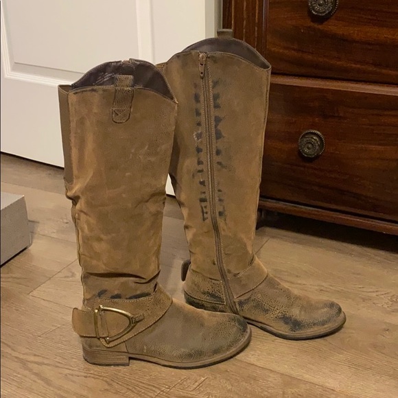 Brown Distressed Riding Boots Size 7.5 - Picture 3 of 5